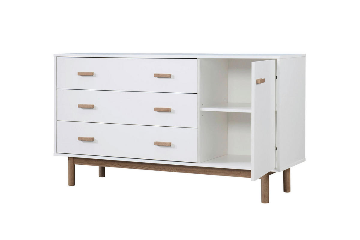SIDEBOARD Melanie  in  - Eichefarben/Weiß, Design, Holzwerkstoff/Metall (144/80/44cm) - MID.YOU