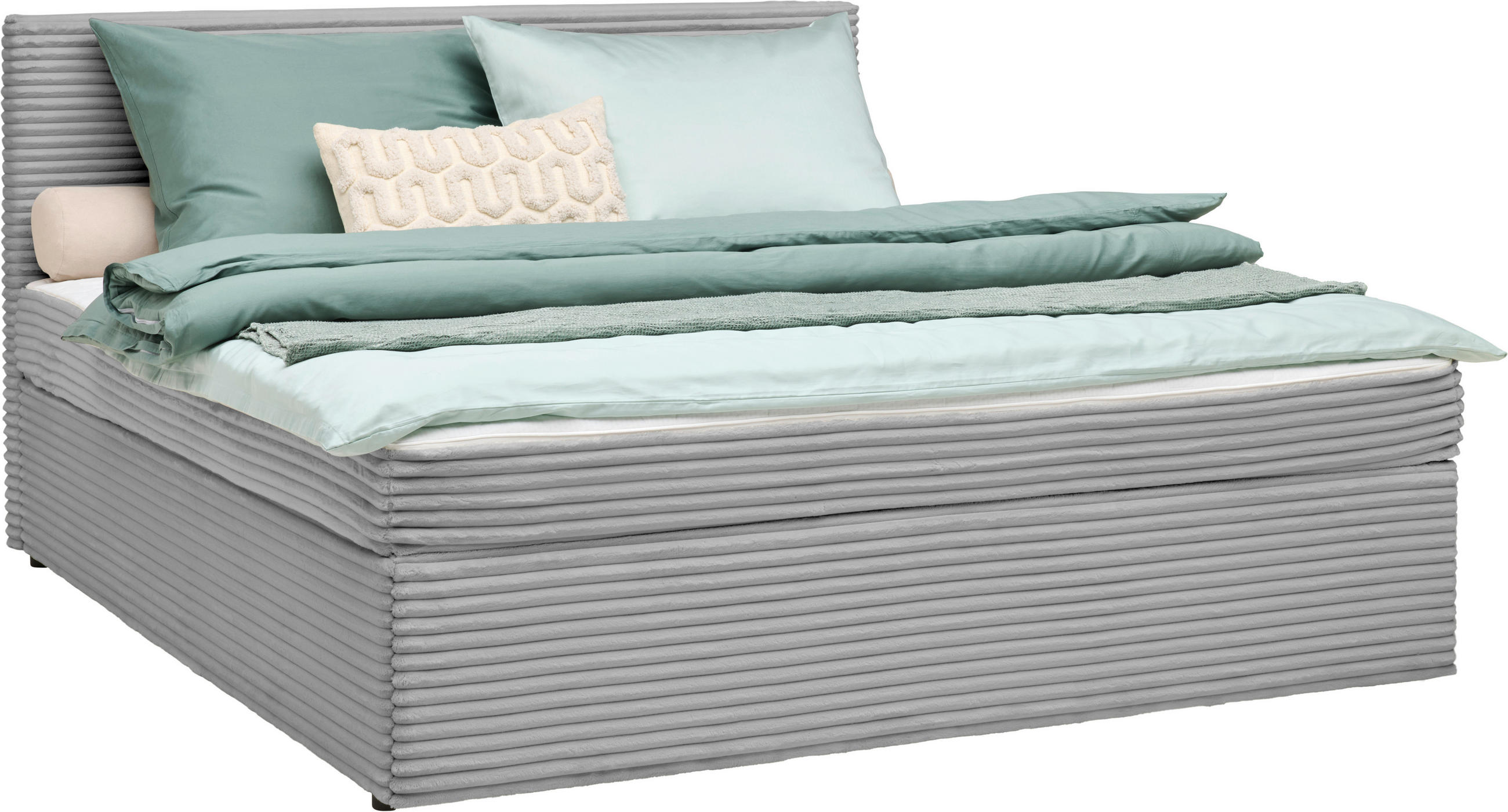 BOXBETT 200/200 cm,  in Silberfarben,  - Silberfarben, MODERN, Holz/Textil (200/200cm) - MID.YOU