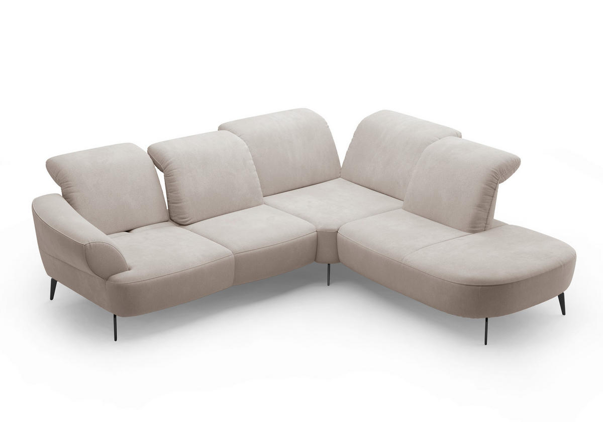 ECKSOFA in Flachgewebe Greige  302/270 cm  - Greige/Schwarz, MODERN, Textil/Metall (302/270cm) - Sit & More