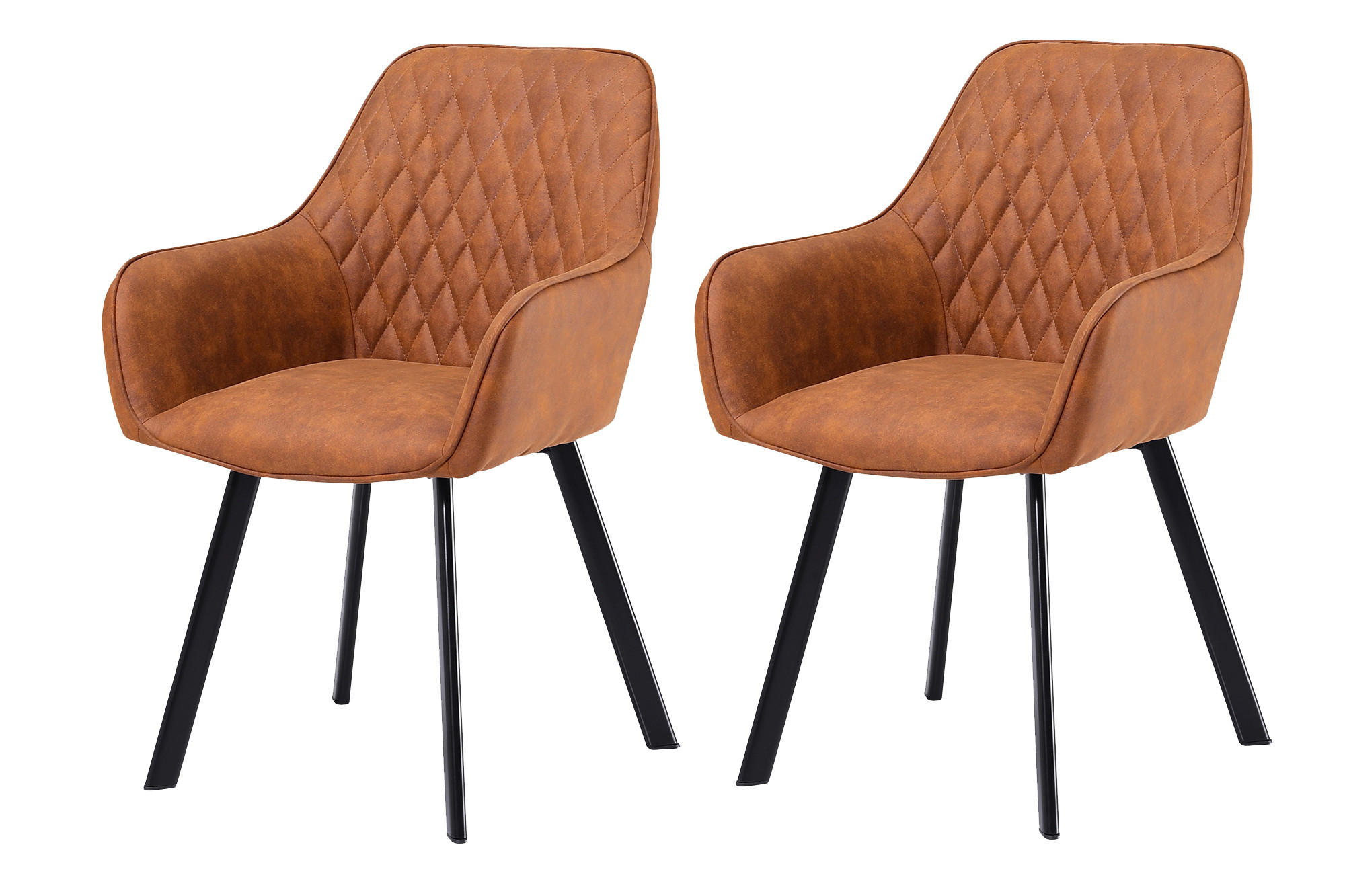 ARMLEHNSTUHL-SET 2 Stück  in Mikrofaser  - Schwarz/Braun, MODERN, Textil/Metall (56,5/83/63cm) - Livetastic