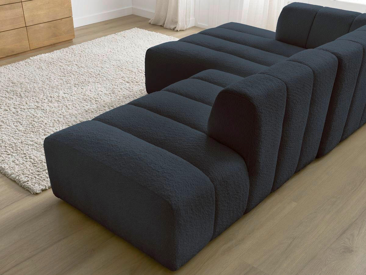 ECKSOFA  ANNECY Dunkelblau Bouclé  - Schwarz/Dunkelblau, MODERN, Kunststoff/Textil (170/262cm)