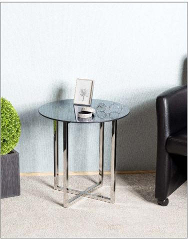 COUCHTISCH in Metall, Glas 50/50/55 cm  - Edelstahlfarben/Grau, MODERN, Glas/Metall (50/50/55cm)