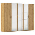 DREHTÜRENSCHRANK  in Eichefarben  - Eichefarben/Silberfarben, Design, Glas/Holzwerkstoff (251/197/60cm) - Novel
