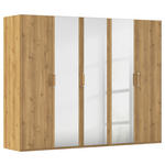 DREHTÜRENSCHRANK  in Eichefarben  - Eichefarben/Silberfarben, Design, Glas/Holzwerkstoff (251/197/60cm) - Novel