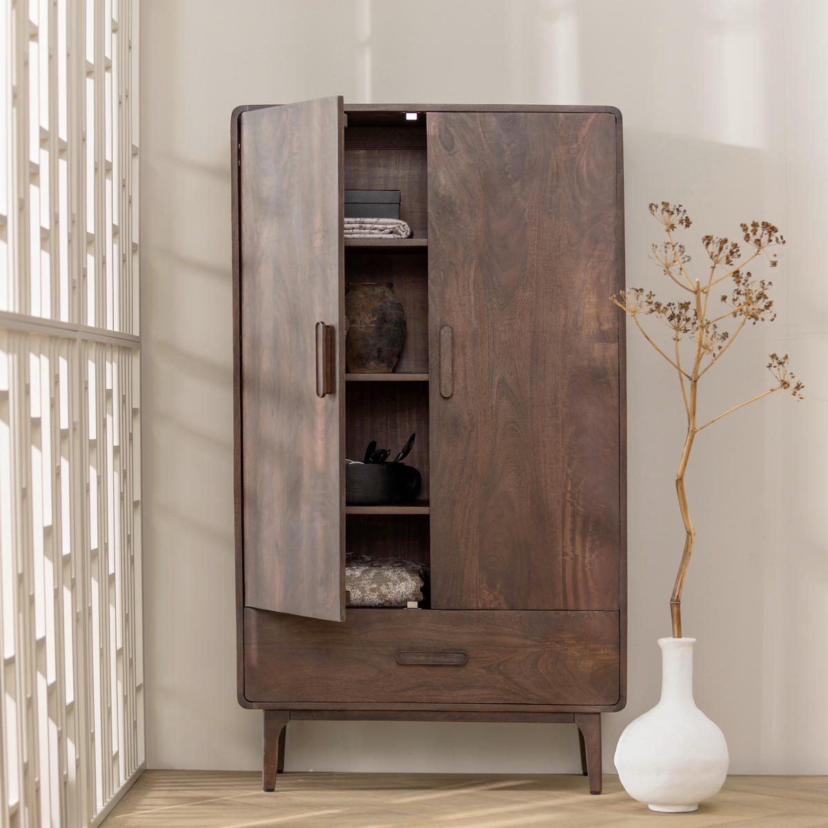 SCHRANK in Dunkelbraun  - Dunkelbraun/Braun, Design, Holz/Metall (85/150/35cm) - Livetastic