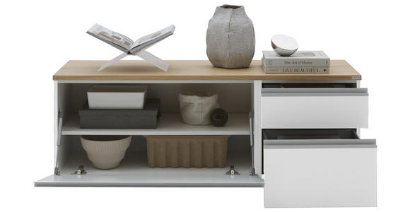 LOWBOARD  135/46/41 cm 2 Schublade(n) erweiterbar, Typenauswahl, Beimöbel erhältlich, stehend, hängend  - Eichefarben/Silberfarben, Design, Holzwerkstoff/Kunststoff (135/46/41cm) - Dieter Knoll