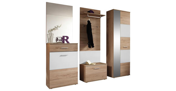 SCHUHSCHRANK 65/100/36 cm - Eichefarben/Silberfarben, MODERN, Holzwerkstoff/Kunststoff (65/100/36cm) - Voleo