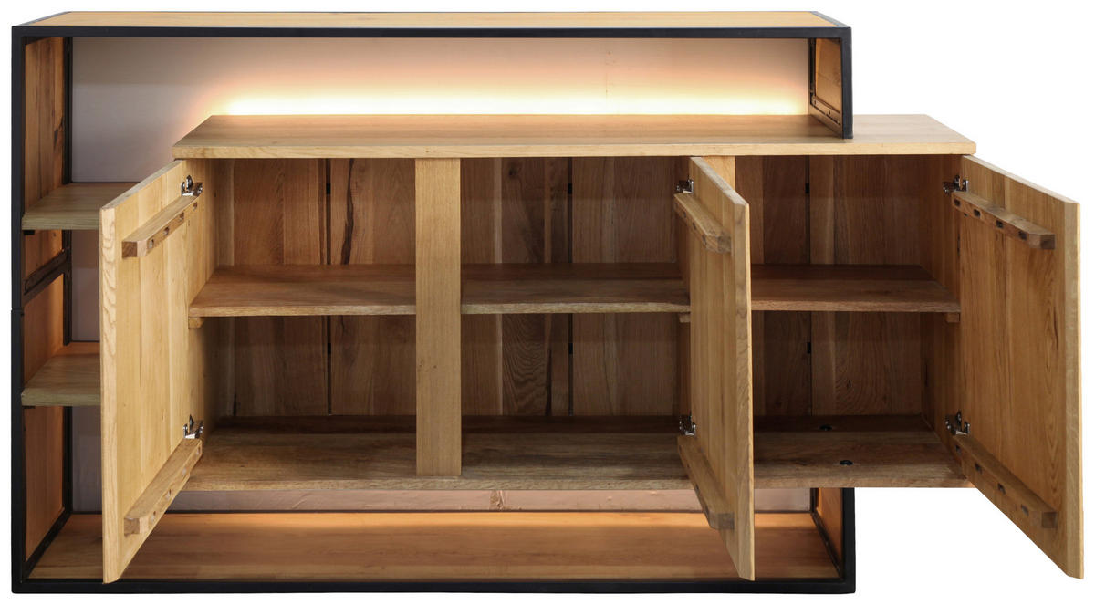 SIDEBOARD  175/100/35 cm  - Eichefarben/Schwarz, LIFESTYLE, Holz/Metall (175/100/35cm) - Landscape