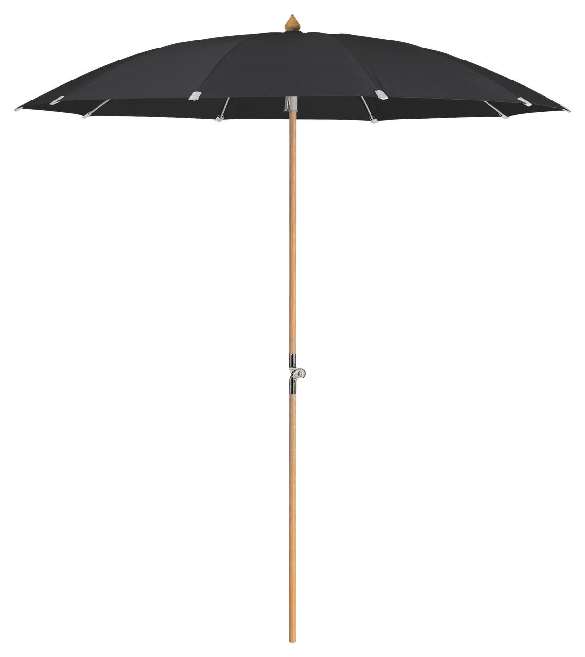 SONNENSCHIRM 200 cm Schwarz  - Eschefarben/Schwarz, Holz/Textil (200/200cm) - Glatz