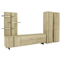 WOHNWAND  Eichefarben 363/205,8/50 cm  - Eichefarben/Schwarz, Natur, Glas/Holz (363/205,8/50cm) - Cassando