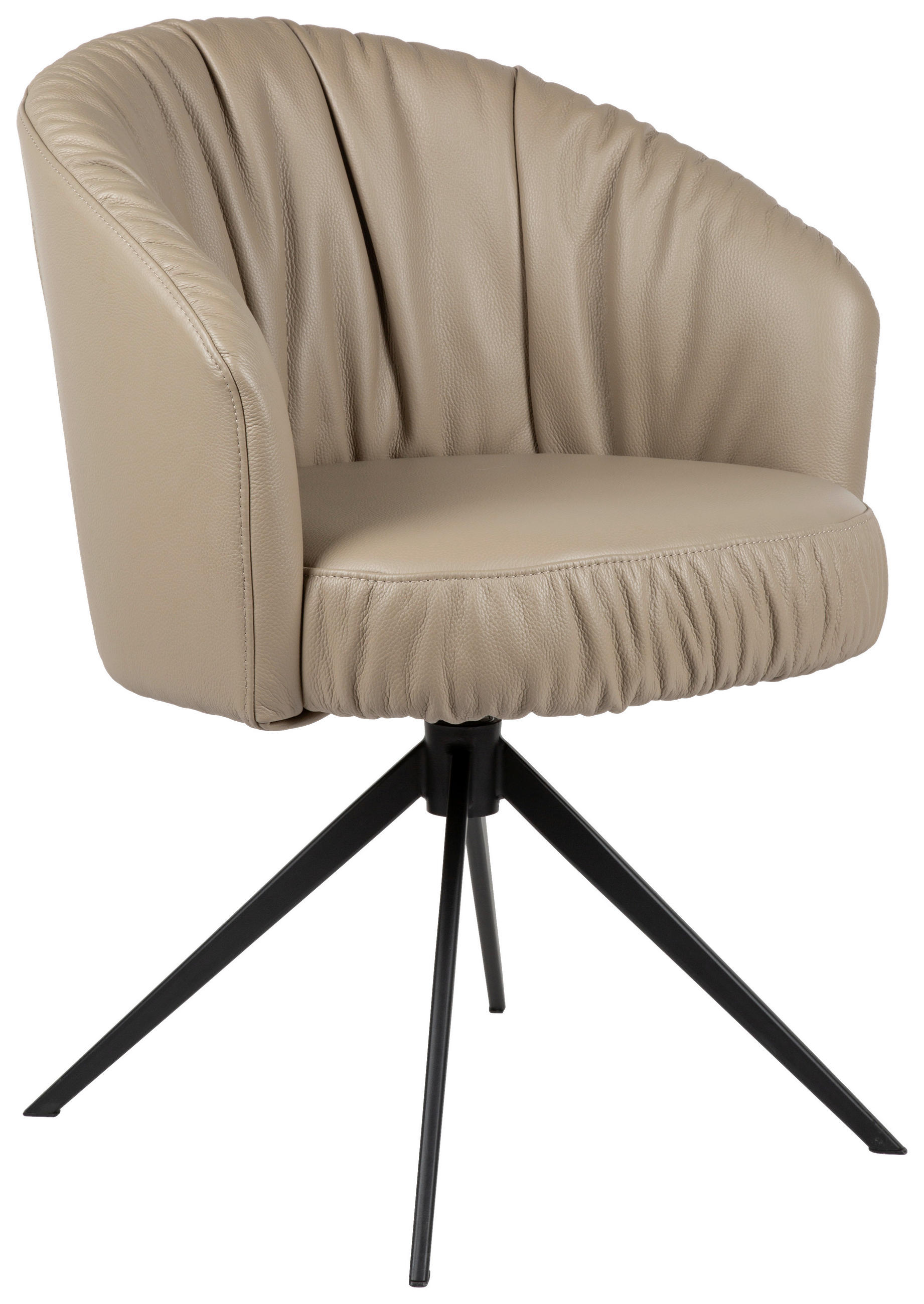 ARMLEHNSTUHL  in Eisen Echtleder pigmentiert  - Taupe/Schwarz, Design, Leder/Metall (63/82/62,5cm) - Dieter Knoll