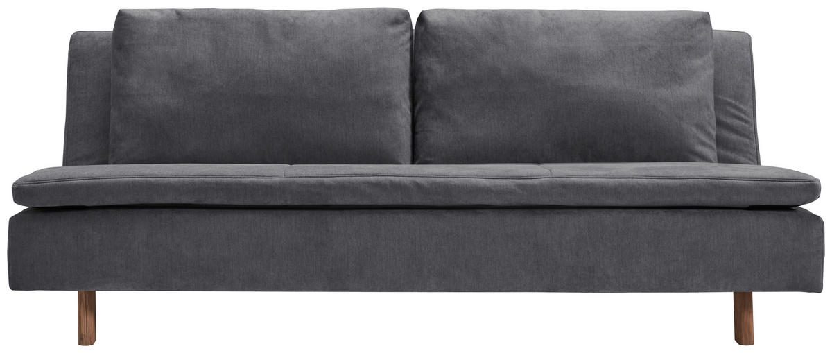 SCHLAFSOFA Flachgewebe Dunkelgrau  - Eichefarben/Dunkelgrau, KONVENTIONELL, Holz/Textil (205/85/98cm) - Carryhome
