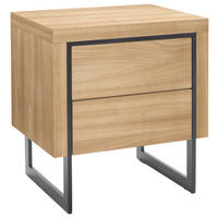 NACHTSCHRANK 50/55/40 cm Eiche furniert  - Eichefarben/Schwarz, Design, Holz/Holzwerkstoff (50/55/40cm)