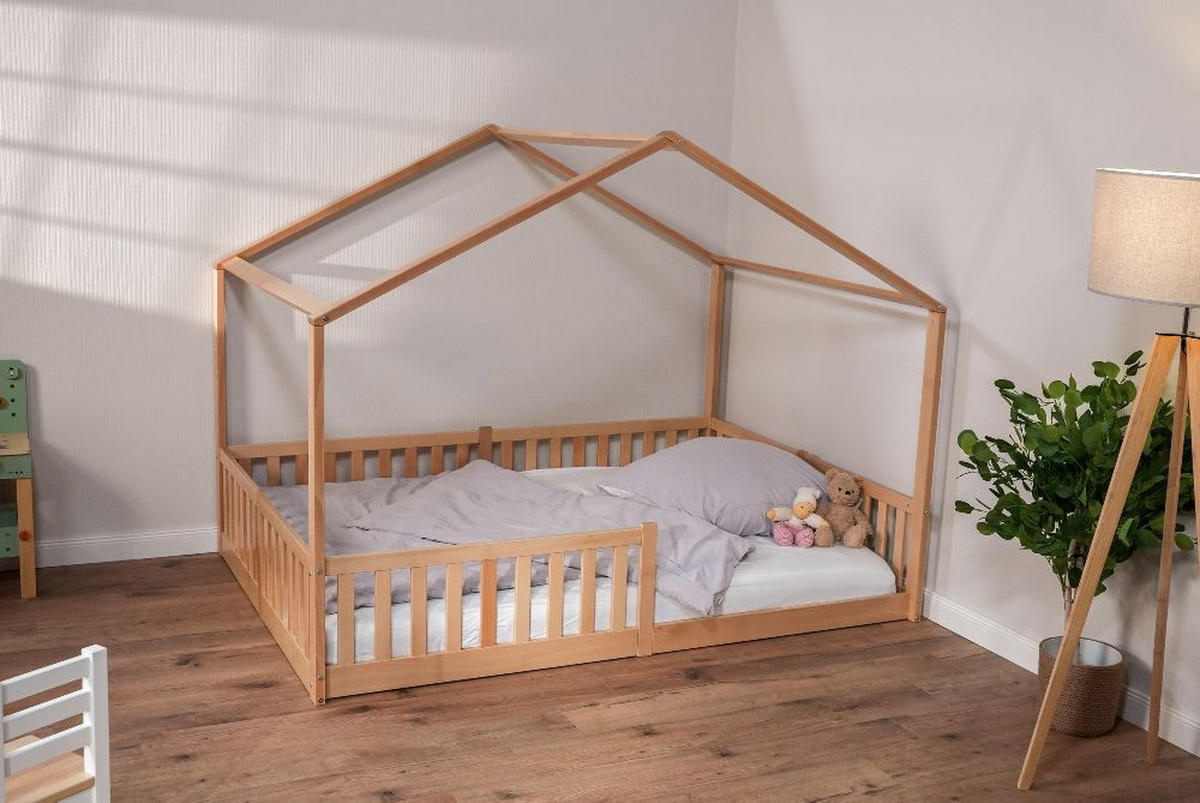 HAUSBETT  - Buchefarben, Basics, Holz (140/200/161cm) - tiSsi