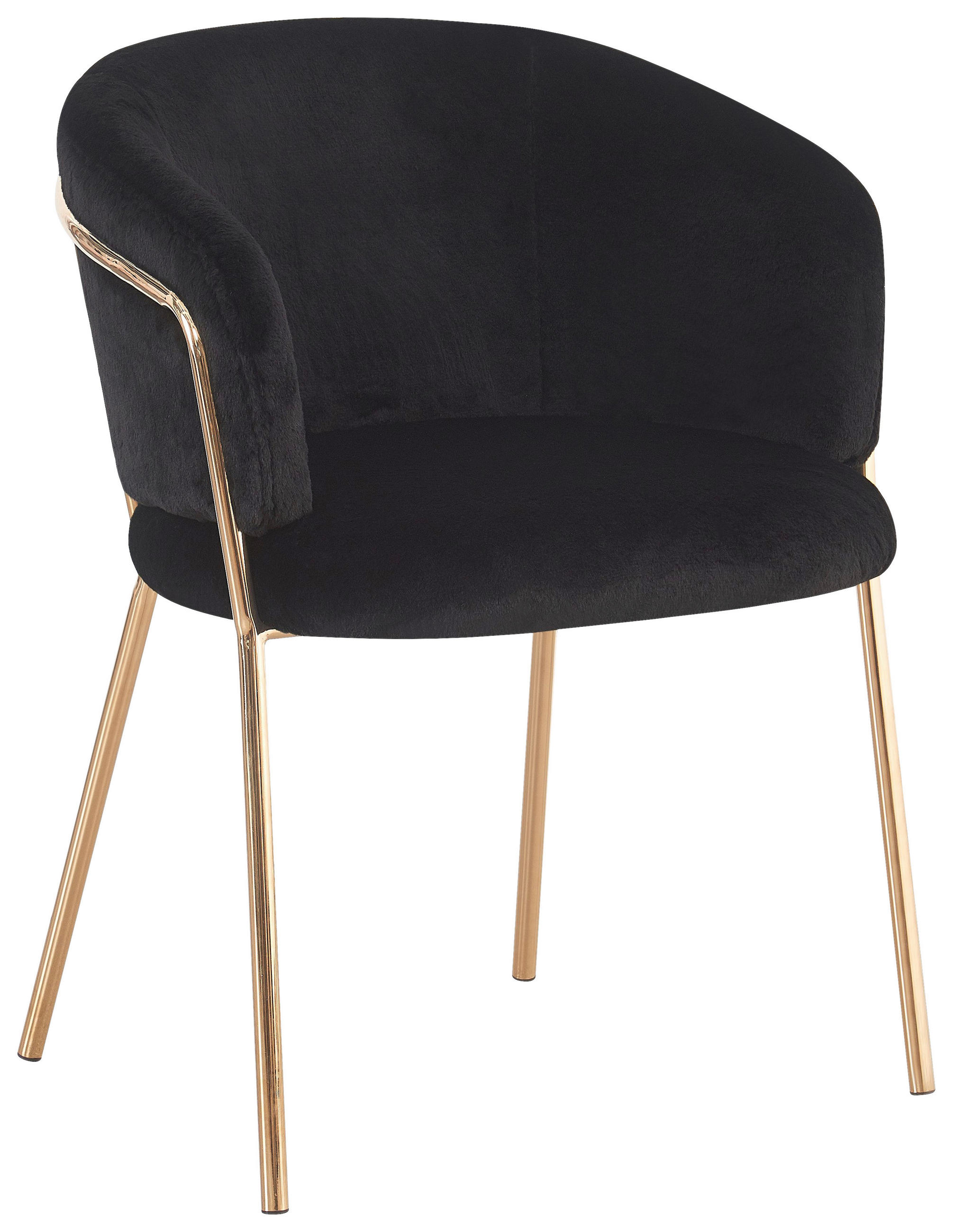 ARMLEHNSTUHL  in Eisen Plüsch  - Goldfarben/Schwarz, Design, Textil/Metall (58/76/59,5cm) - Novel