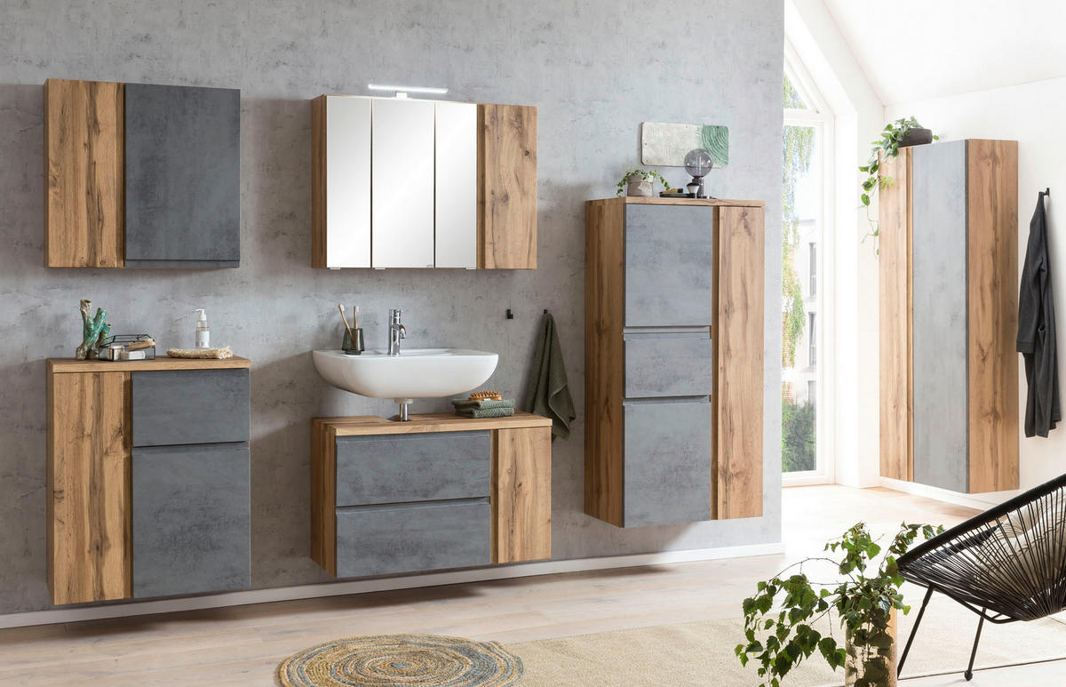 HÖGSKÅP  - ek Wotan/ljusgrå, Modern, trämaterial (65/180/35cm) - Held