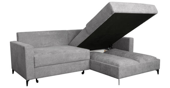 ECKSOFA Hellgrau Struktur  - Hellgrau/Schwarz, KONVENTIONELL, Textil/Metall (230/164cm) - Carryhome