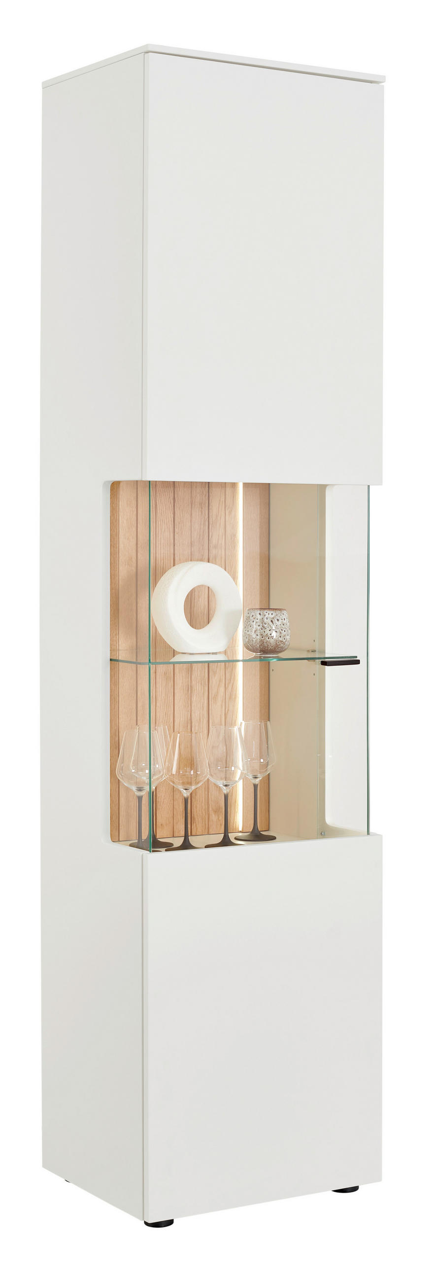 VITRINE  in massiv Wildeiche Weiß, Eichefarben - Eichefarben/Anthrazit, Design, Glas/Holz (50/202,8/42cm) - Novel