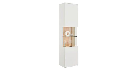 VITRINE in massiv Wildeiche Weiß, Eichefarben - Eichefarben/Anthrazit, Design, Glas/Holz (50/202,8/42cm) - Novel