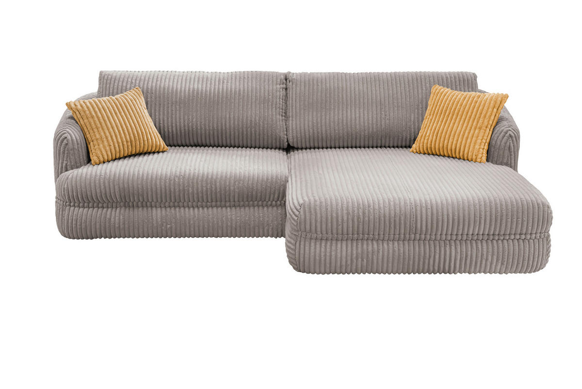 ECKSOFA LUSH Hellbraun Cord  - Hellbraun/Gelb, Design, Kunststoff/Textil (284/161cm) - Livetastic