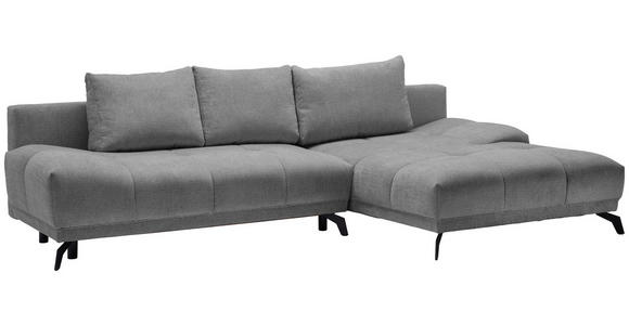 ECKSOFA in Chenille Grau, Dunkelgrau  - Dunkelgrau/Schwarz, MODERN, Textil/Metall (290/182cm) - Hom`in