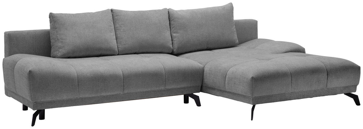 ECKSOFA in Chenille Grau, Dunkelgrau  - Dunkelgrau/Schwarz, Modern, Textil/Metall (290/182cm) - Hom`in