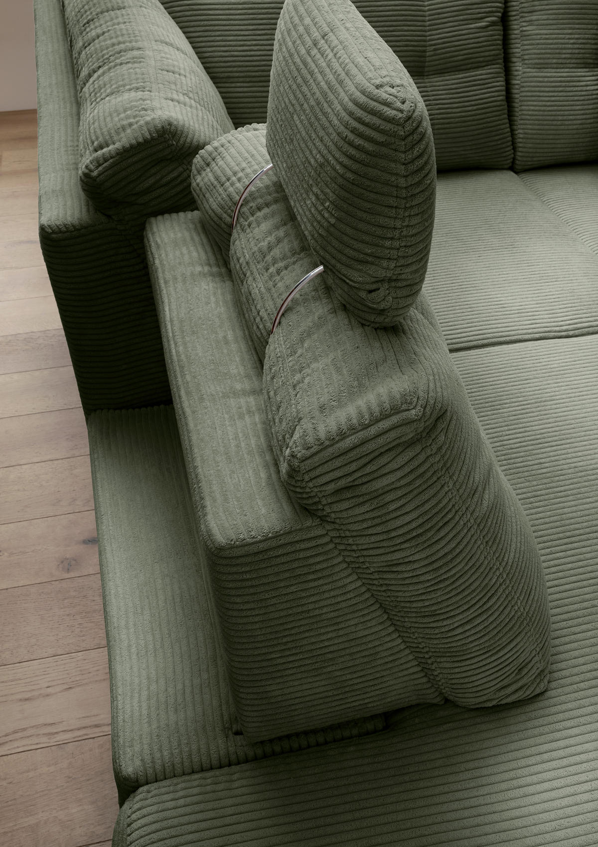 CloseUp von Livetastic ECKSOFA Dunkelgrün Cord.