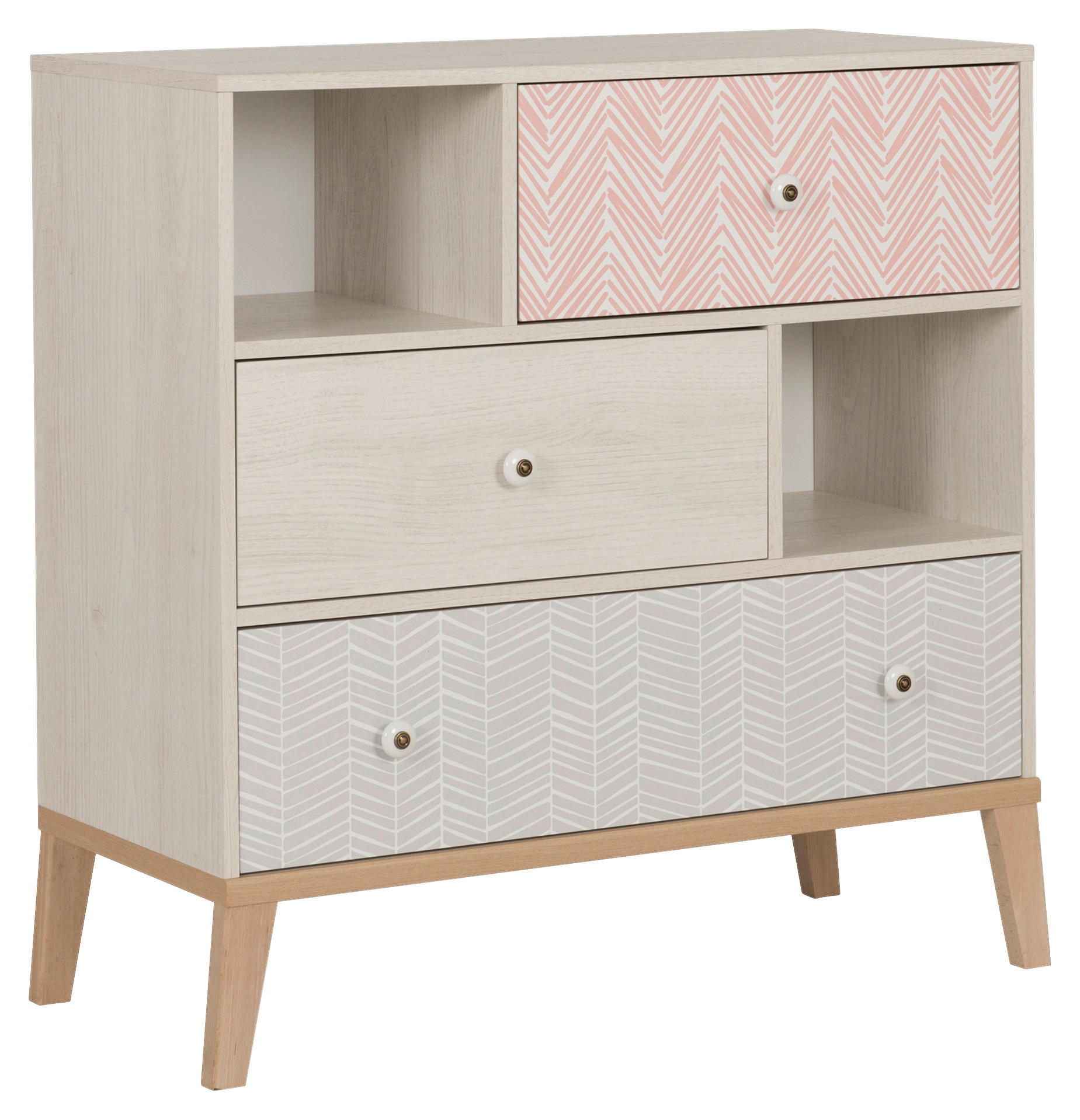 KOMMODE , 94/95/41 cm, 3 Schublade(n)  - Kastanienfarben/Koralle, MODERN, Keramik/Holz (94/95/41cm) - MID.YOU