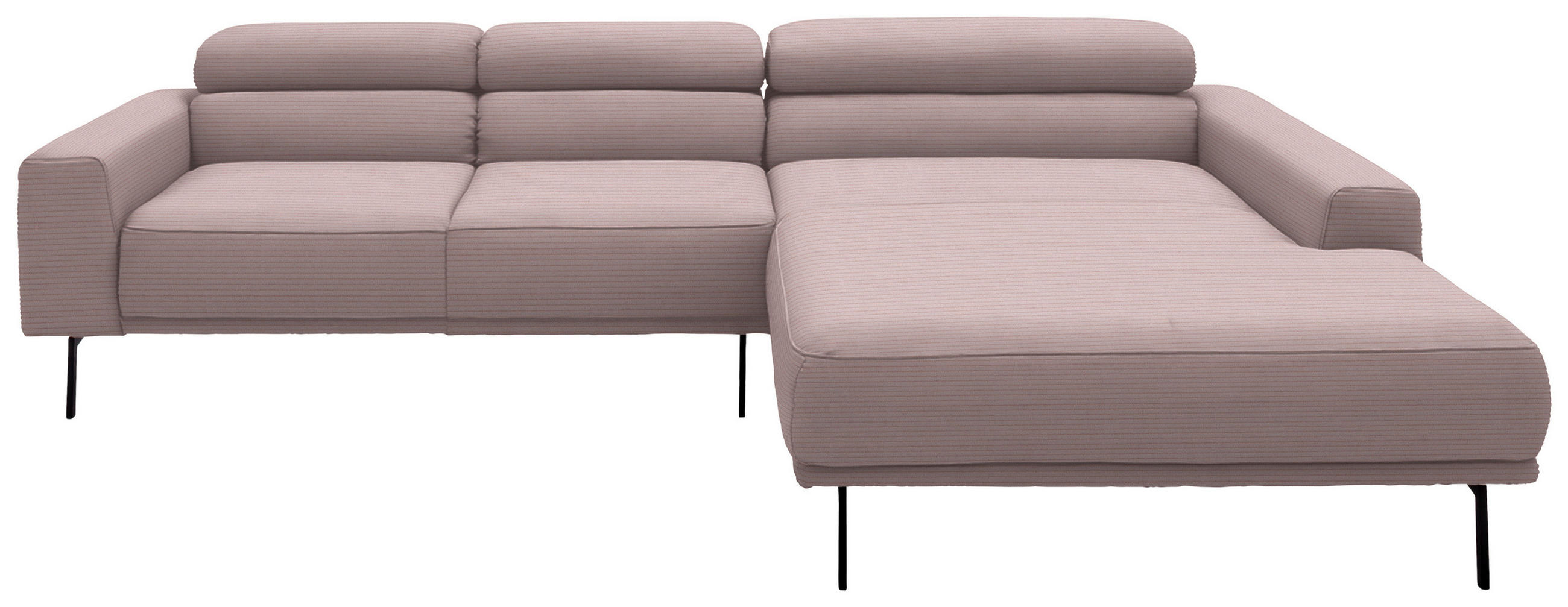 ECKSOFA Cord Rosa  - Schwarz/Rosa, Design, Textil/Metall (293/215-217cm) - Schöner Wohnen