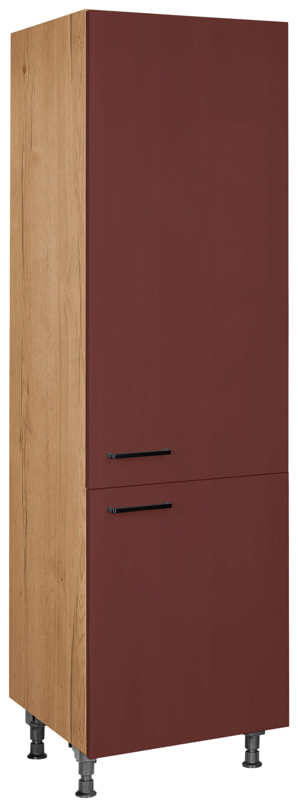 GESCHIRRSCHRANK 60/216,6/58 cm  in Rot, Eichefarben  - Eichefarben/Rot, MODERN, Holzwerkstoff/Metall (60/216,6/58cm) - Nobilia