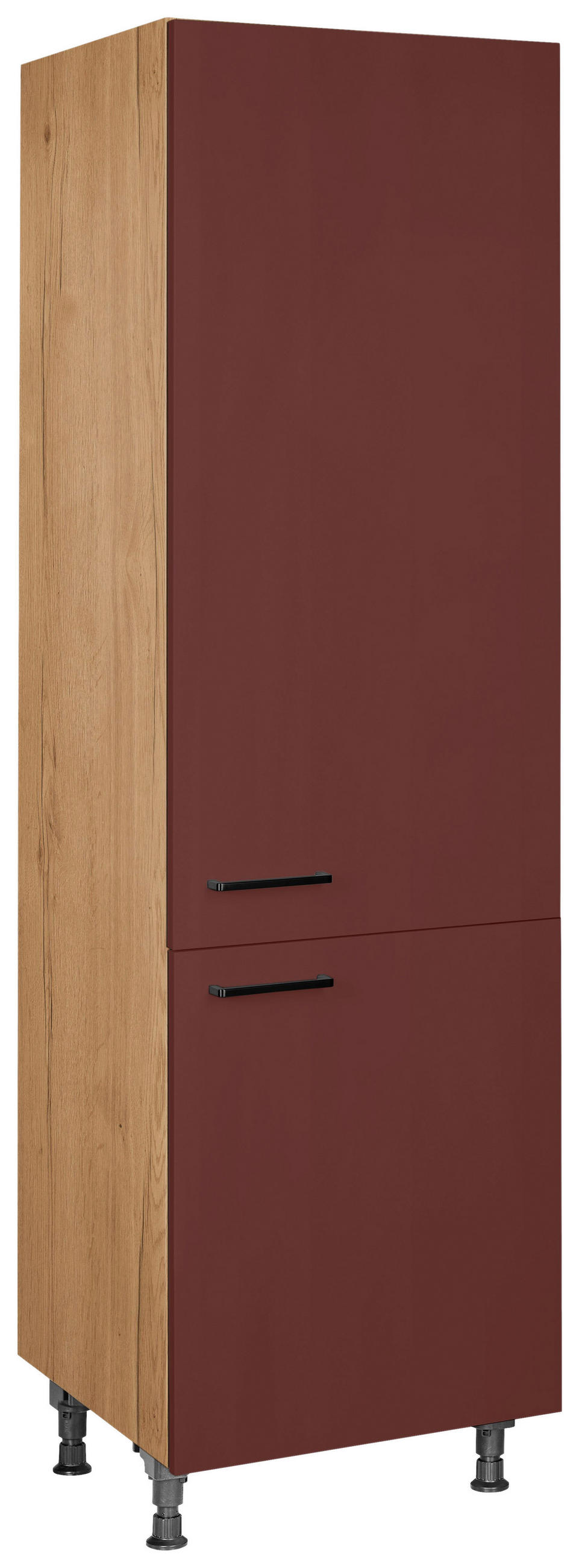 GESCHIRRSCHRANK 60/216,6/58 cm  Rot, Eichefarben  - Eichefarben/Rot, Modern, Holzwerkstoff/Metall (60/216,6/58cm) - Nobilia