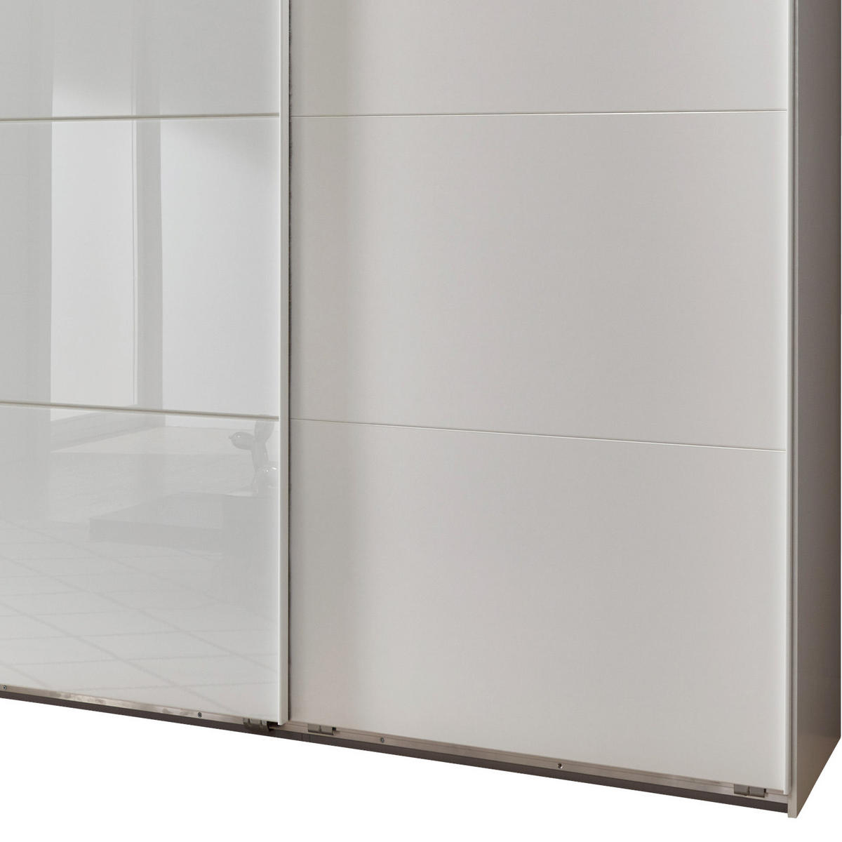 GARDEROB MED SKJUTDÖRRAR 270/210/65 cm 3-dörrar - vit/vit högglans, Basics, metall/trämaterial (270/210/65cm) - Livetastic