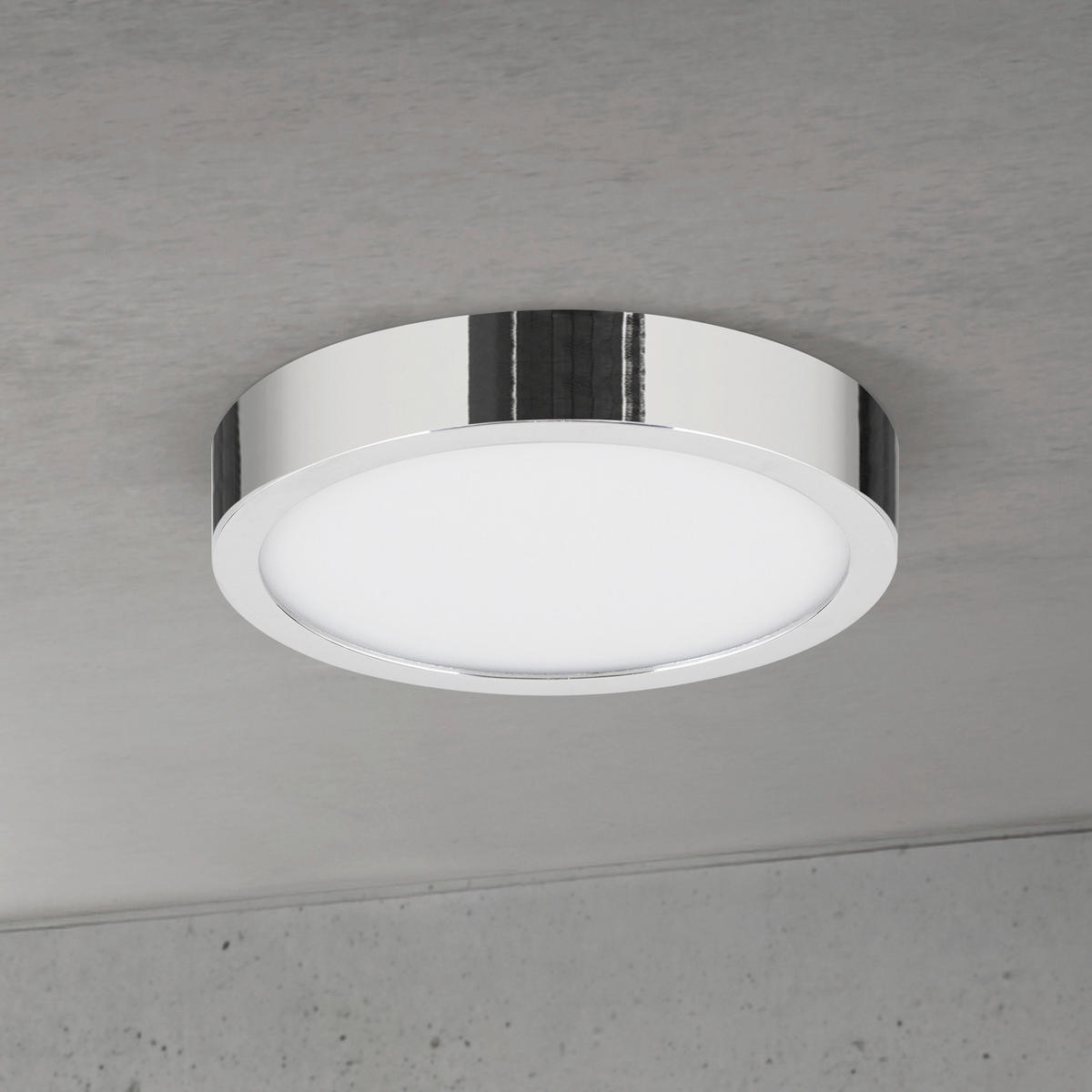 LED-DECKENLEUCHTE Disc 14/2,4 cm   - Chromfarben, Design, Glas/Metall (14/2,4cm)