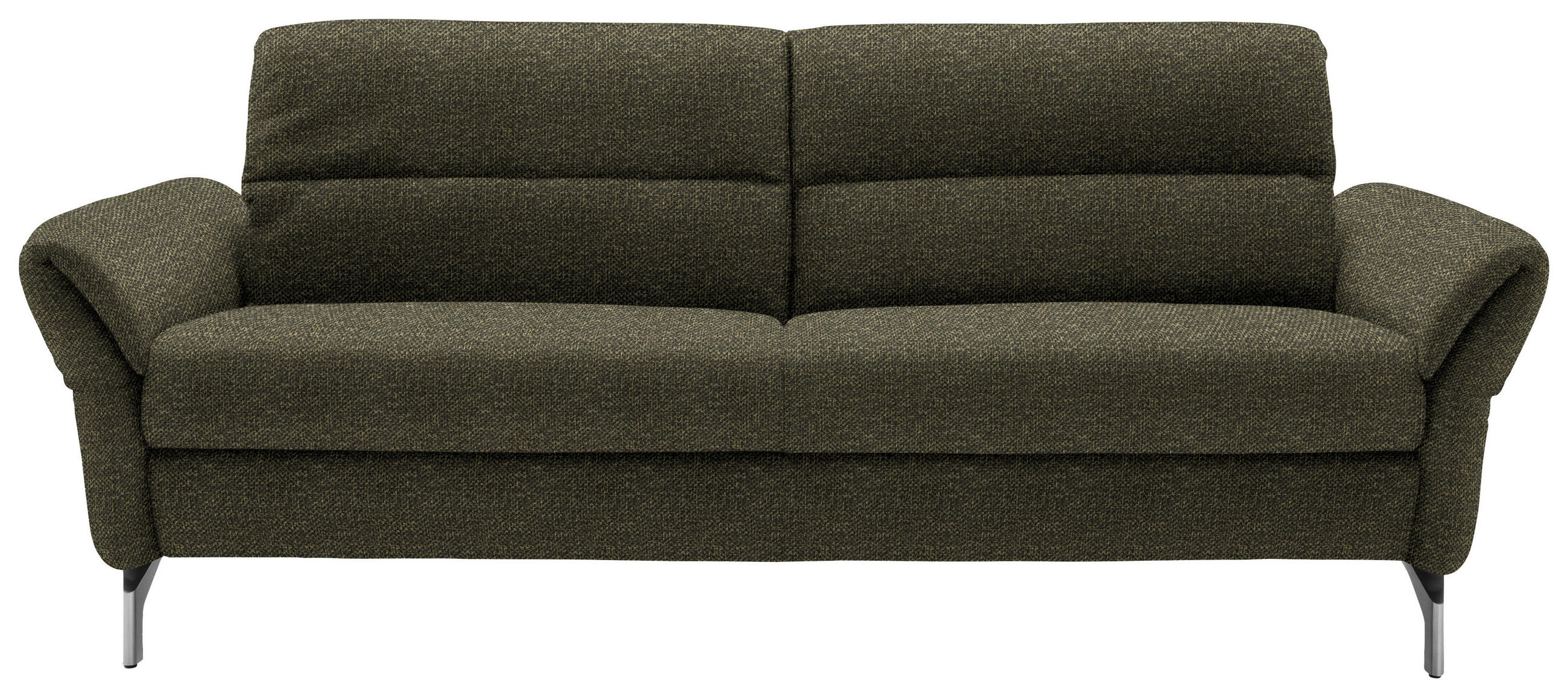 2,5-SITZER Flachgewebe Khaki  - Khaki/Nickelfarben, Design, Textil/Metall (212/87/100cm) - Schöner Wohnen