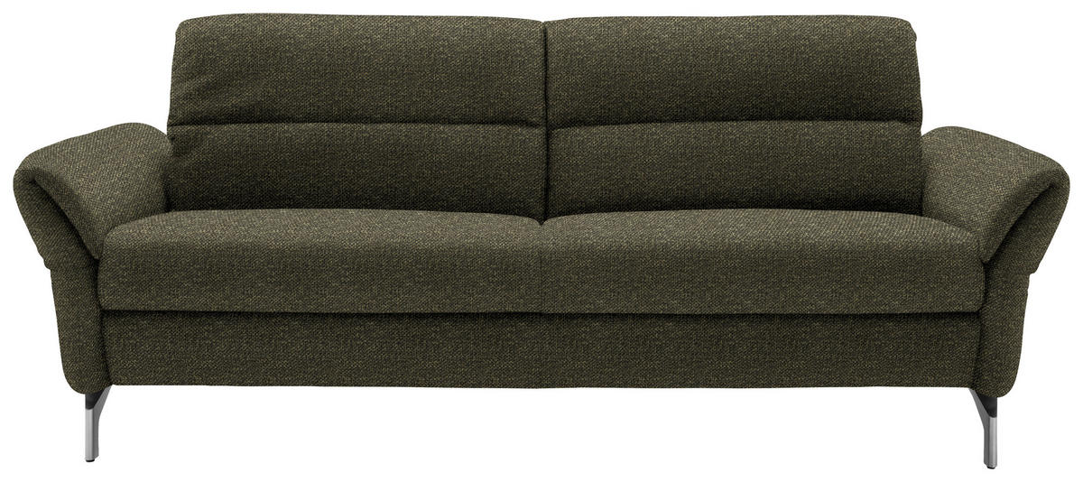 2,5-SITZER in Flachgewebe Khaki  - Khaki/Nickelfarben, Design, Textil/Metall (212/87/100cm) - Schöner Wohnen