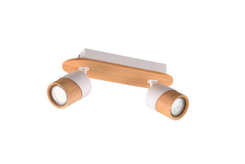 BODOVÉ SVÍTIDLO, GU10, 28/15/9 cm - bílá/hnědá, Natur, kov/dřevo (28/15/9cm)