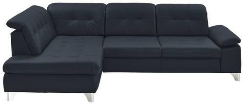 ECKSOFA in Echtleder Dunkelblau  - Dunkelblau, Basics, Leder/Metall (211/309cm) - Beldomo Speed