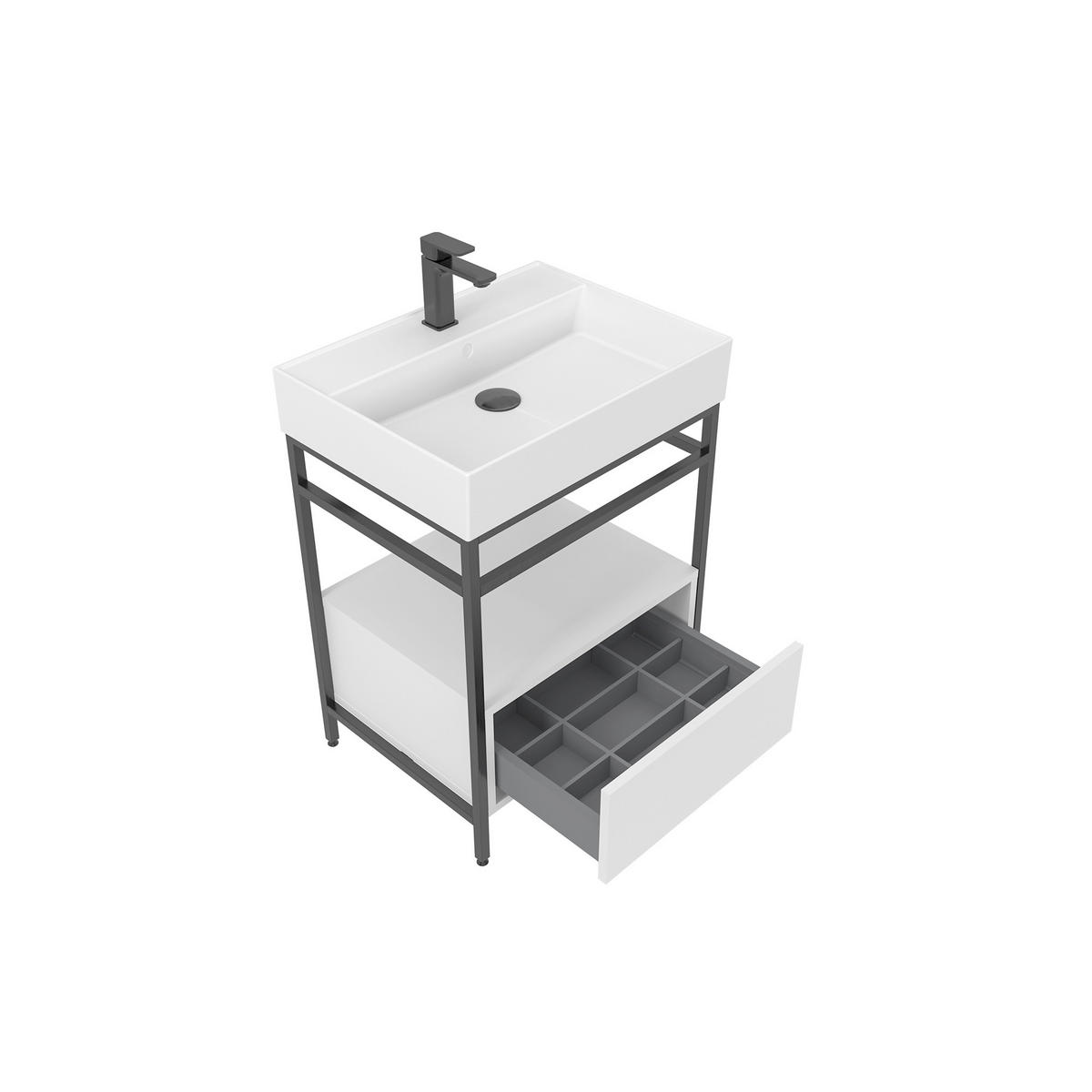 BADEZIMMER 3-teilig  in 60 cm  - Schwarz/Weiß, Design, Keramik/Holzwerkstoff (60cm) - Welnova