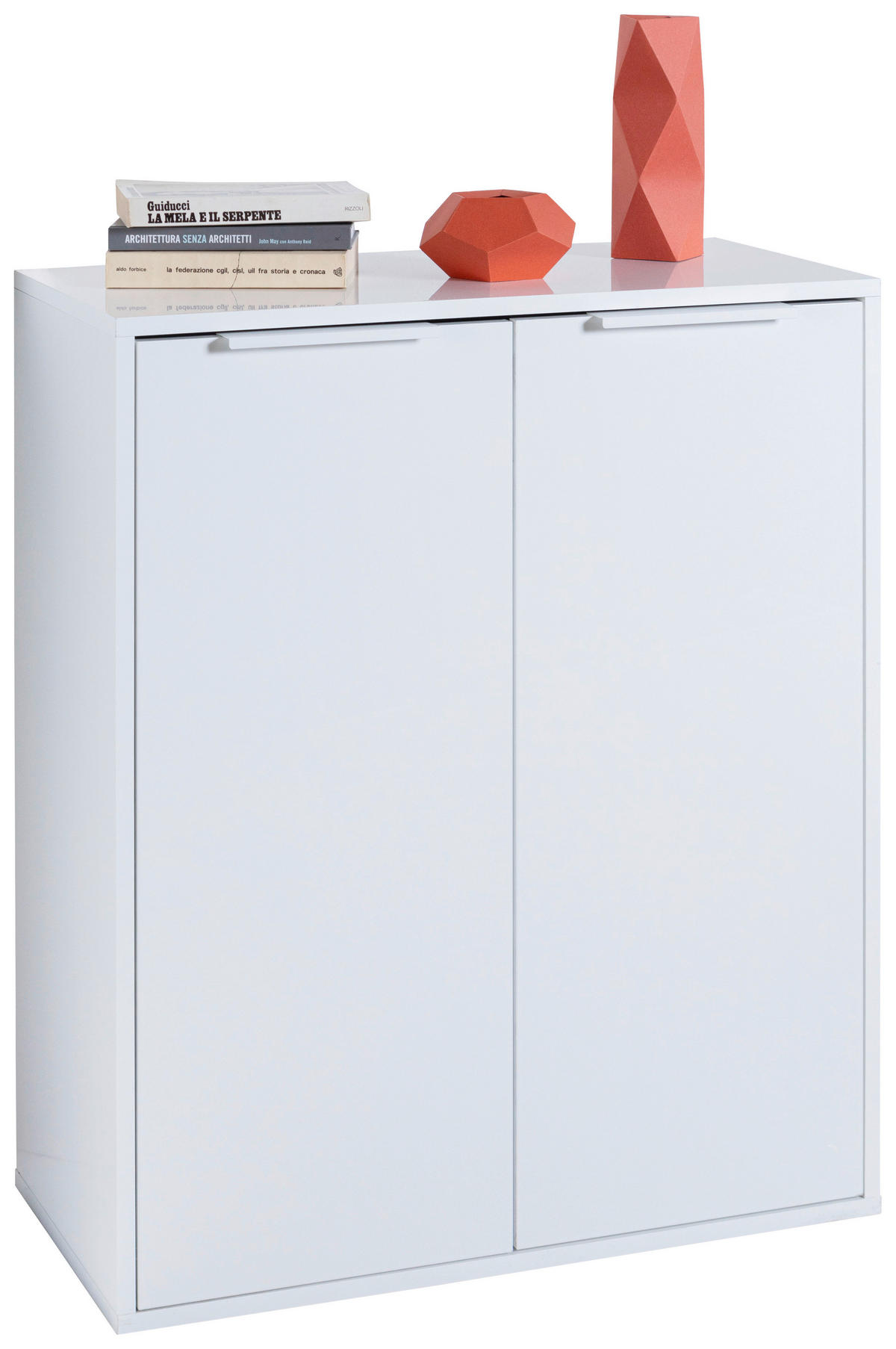 KOMODA, bela, visoki sijaj  - črna/bela, Design, kovina/leseni material (72/87/35,3cm) - Carryhome