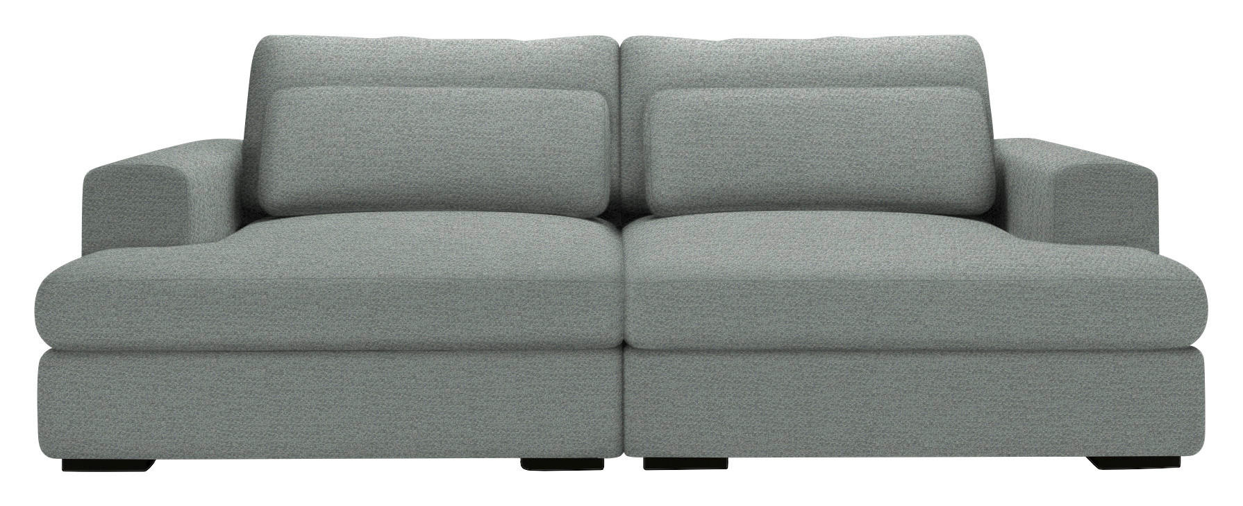 BIGSOFA Chenille Hellgrau  - Hellgrau/Schwarz, Design, Textil (223/80/158cm) - Lomoco