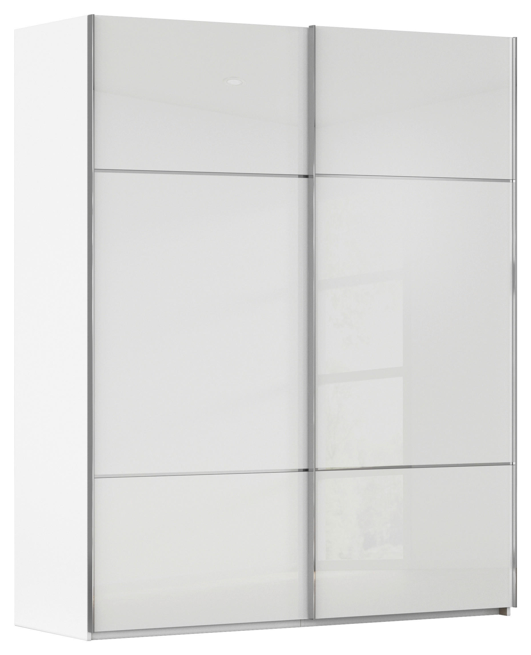 SCHWEBETÜRENSCHRANK Weiss  - Chromfarben/Weiss, Konventionell, Glas/Holzwerkstoff (201/223/67cm) - Novel