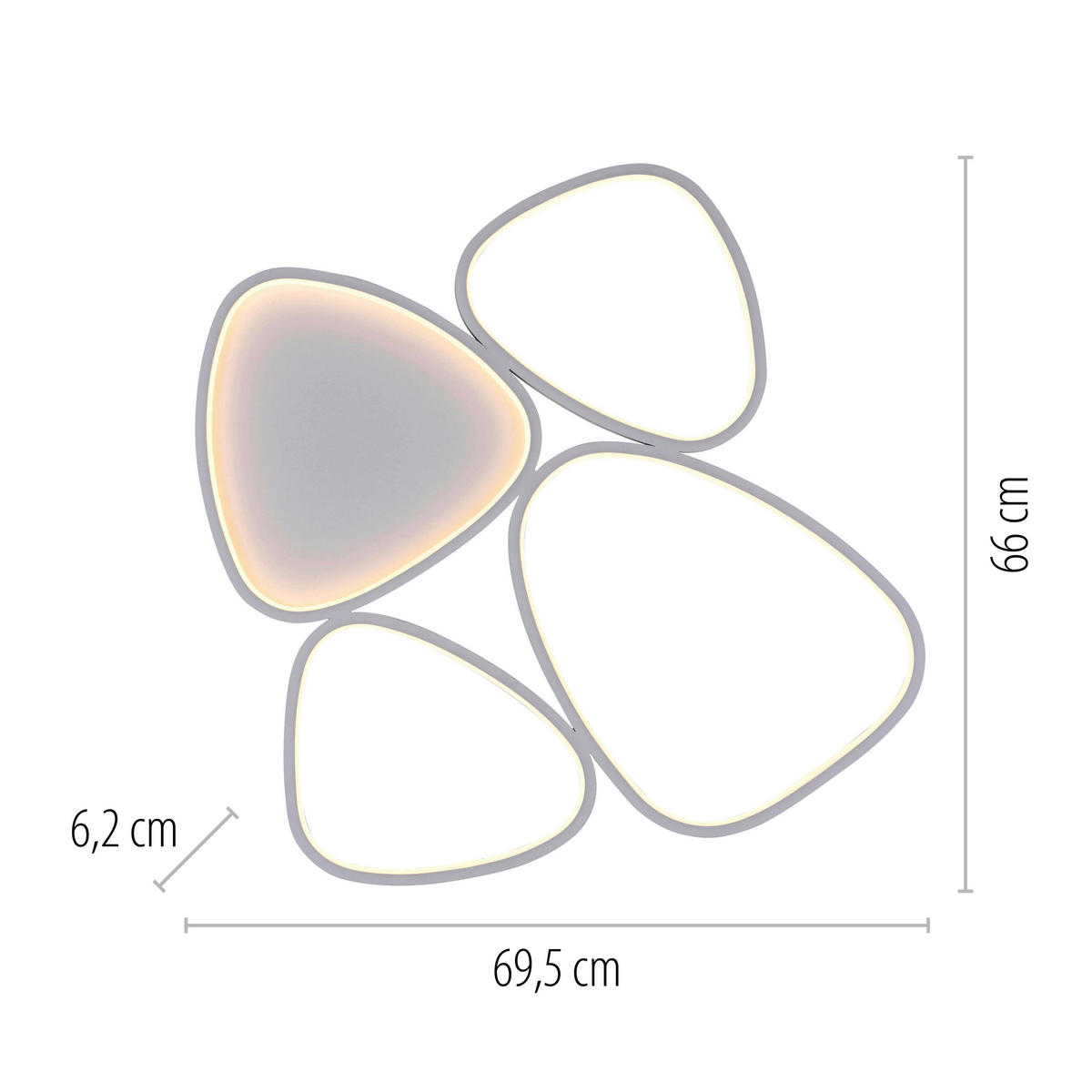 LED-DECKENLEUCHTE 69,5/66/6,2 cm   - Weiß, Design, Kunststoff/Metall (69,5/66/6,2cm) - Schöner Wohnen