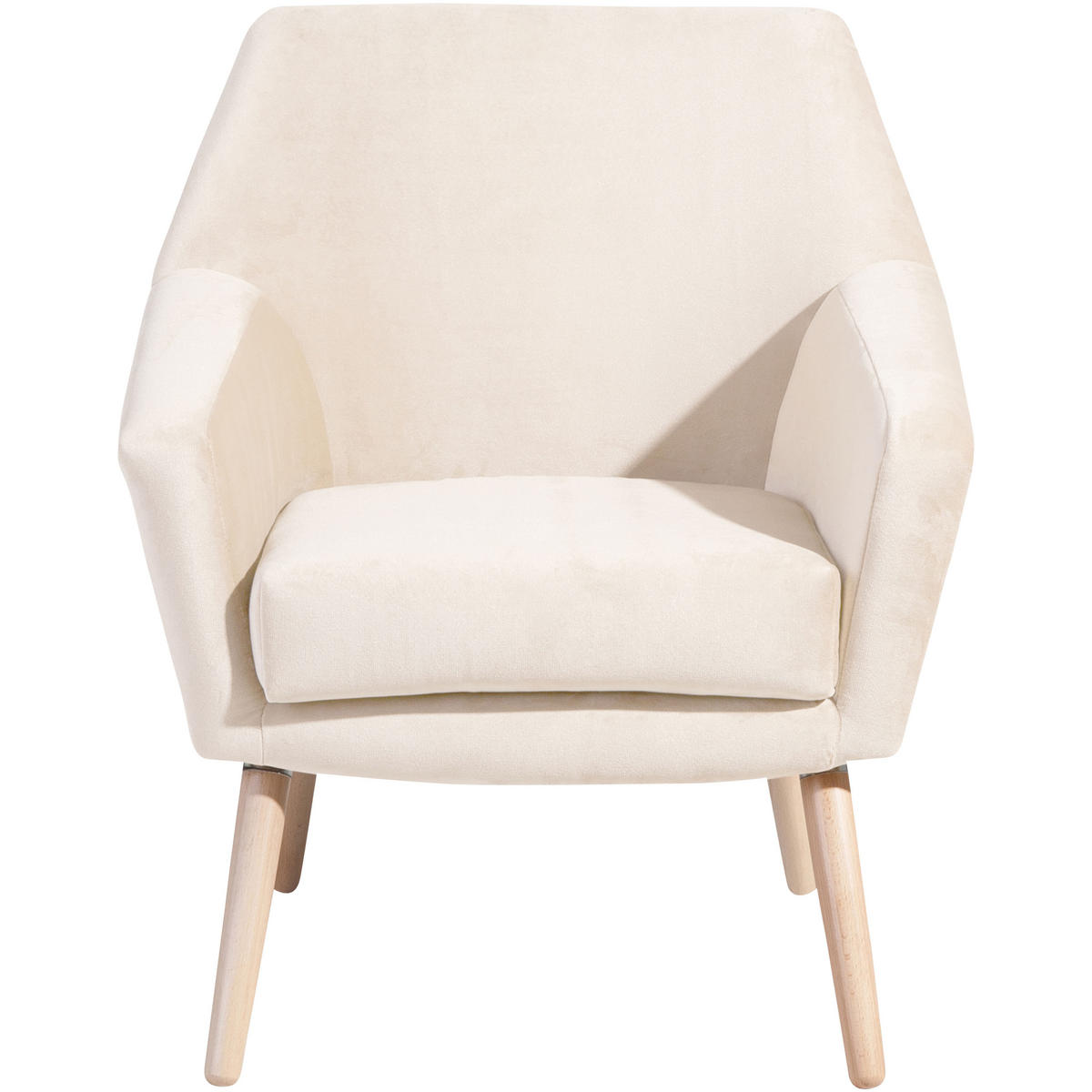SESSEL in Samt, Velours Creme, Buchefarben  - Buchefarben/Creme, Design, Holz/Textil (67/81/71cm) - Max Winzer