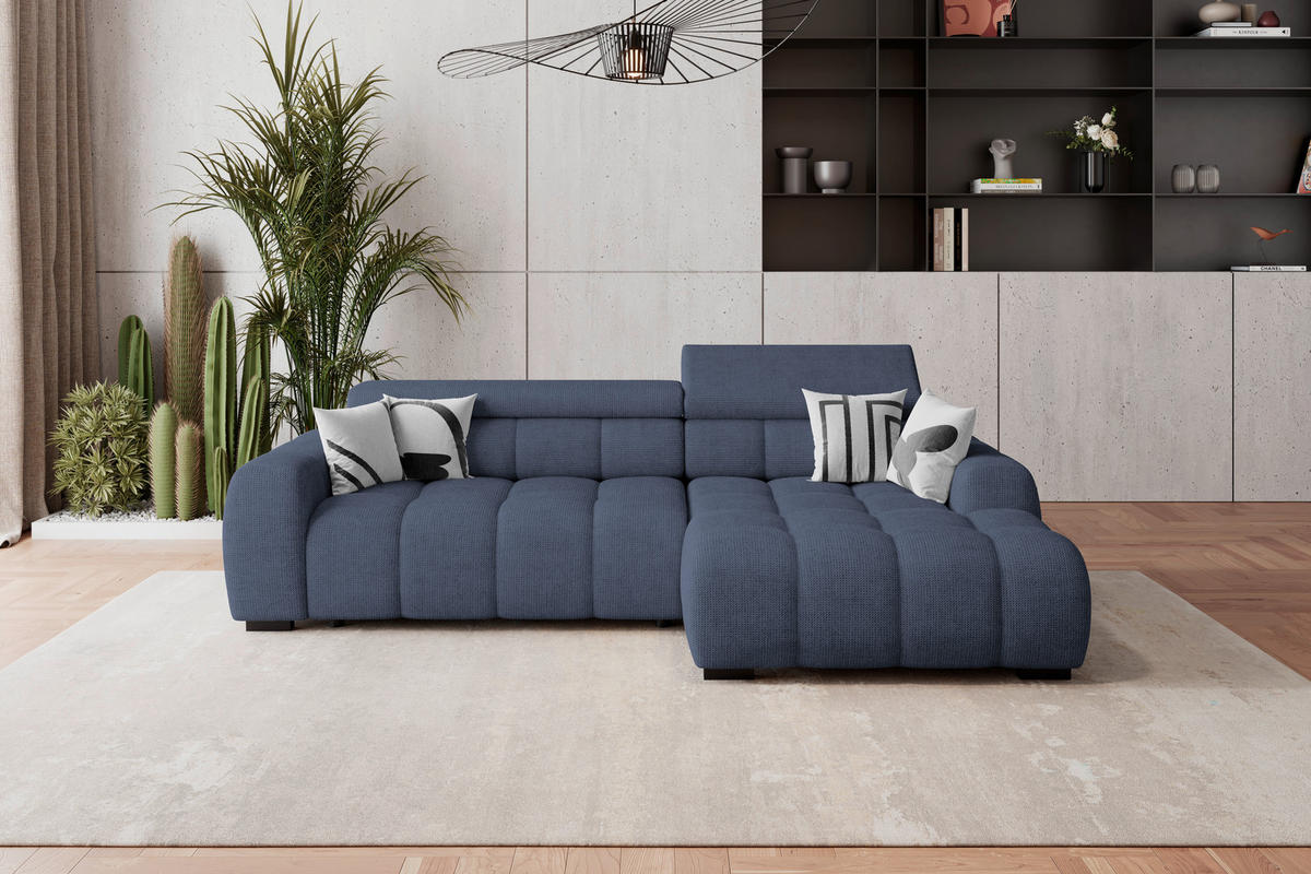 HÖRNSOFFA i vävt tyg blå  - blå/svart, Trend, textil/plast (285/168cm) - Livetastic