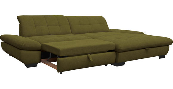 ECKSOFA in Mikrofaser Grün  - Schwarz/Grün, Design, Textil/Metall (290/198cm) - Xora