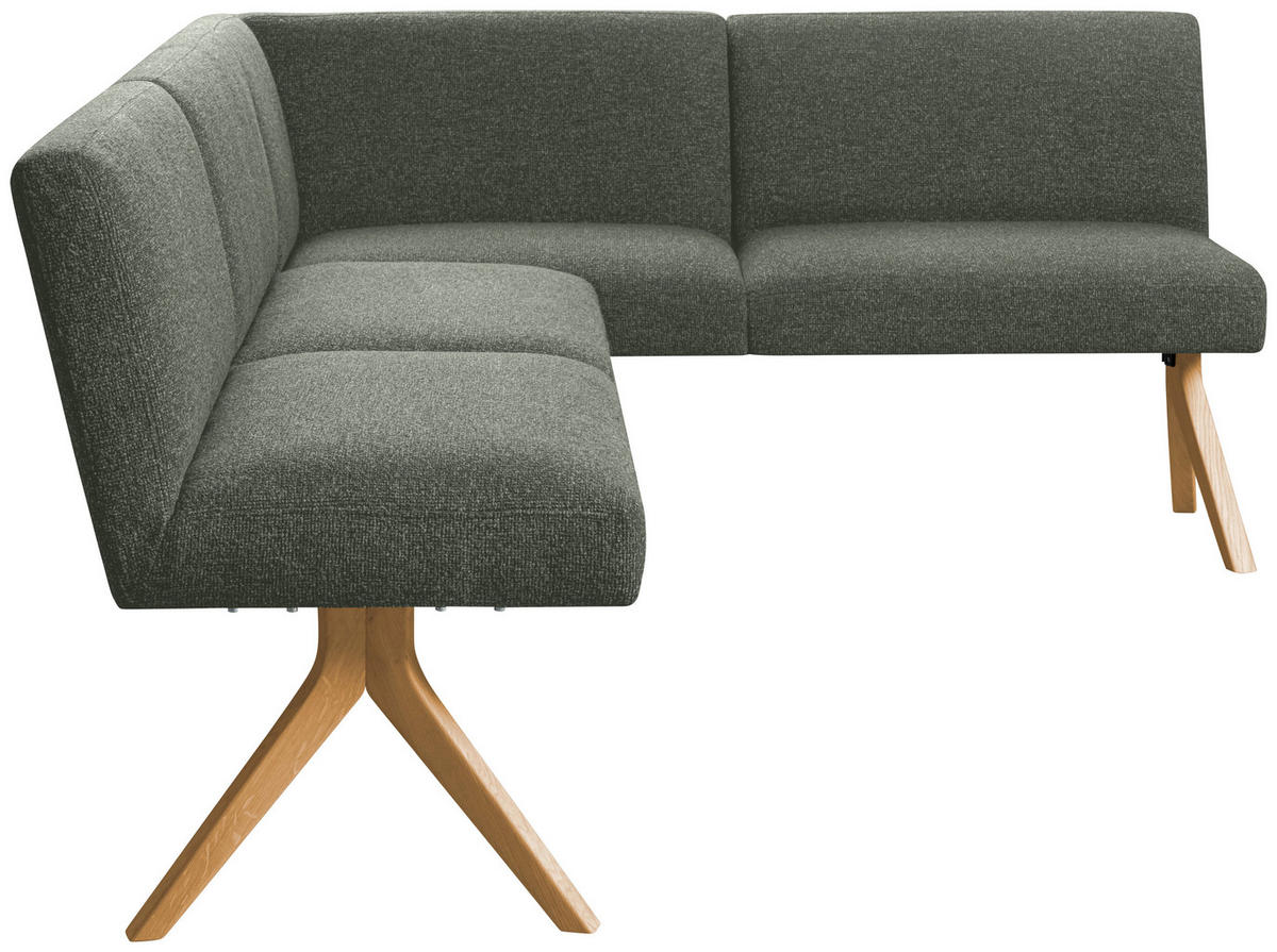 ECKBANK Holz, Textil Graugrün  - Eichefarben/Graugrün, Konventionell, Holz/Textil (238/172cm) - Linea Natura
