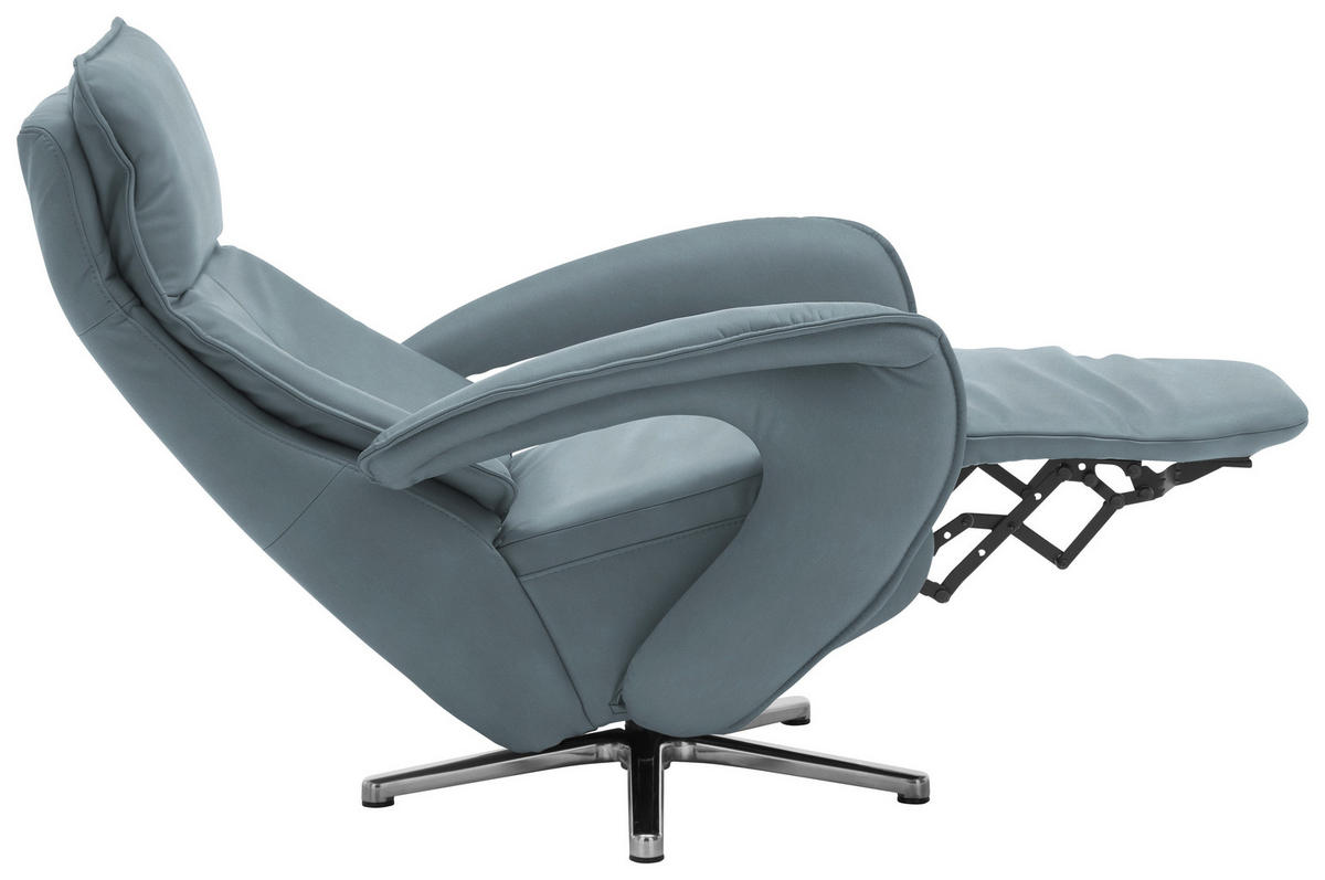 RELAXSESSEL in Leder Grau  - Chromfarben/Grau, Design, Leder/Metall (77/110/87cm) - Valdera