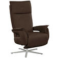 FERNSEHSESSEL Lederlook (vegan) Dunkelbraun  - Edelstahlfarben/Dunkelbraun, MODERN, Textil/Metall (77/116/80cm) - Cantus