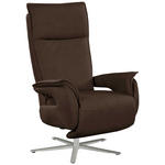 FERNSEHSESSEL Lederlook (vegan) Dunkelbraun  - Edelstahlfarben/Dunkelbraun, MODERN, Textil/Metall (77/116/80cm) - Cantus