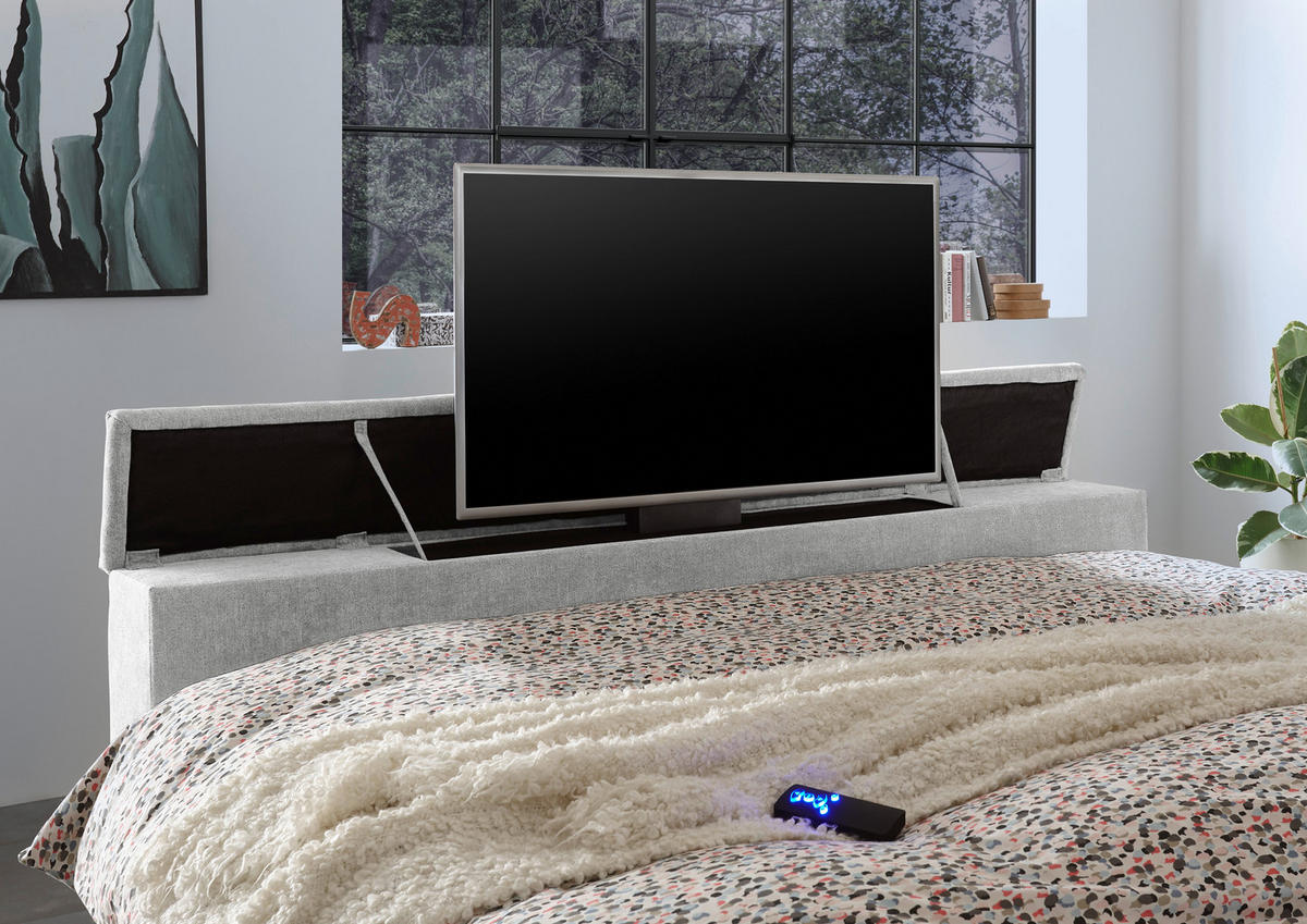 KONTINENTALSÄNG 180/200 cm  i silver  - silver, Klassisk, textil (180/200cm) - Carryhome